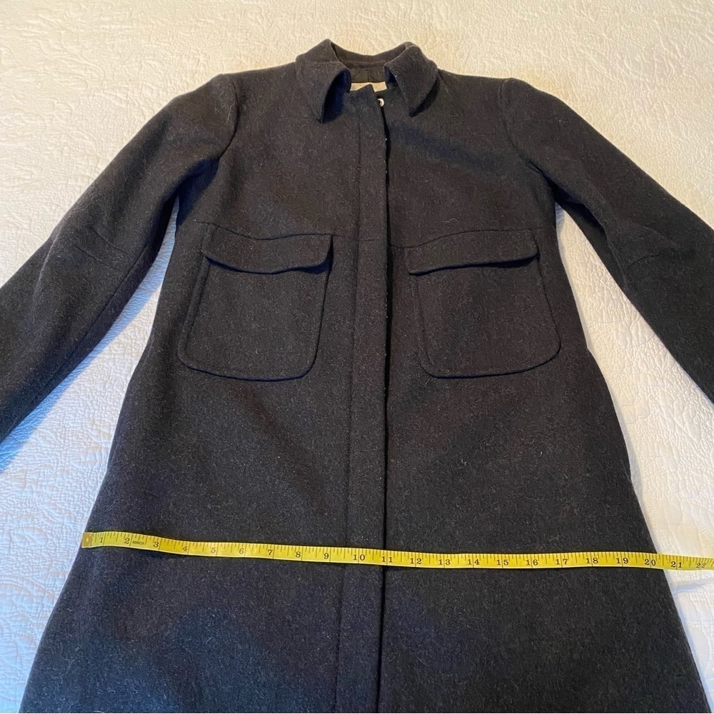 J. Crew Wool Blend Thinsulate Zip Front Charcoal Gray Long Coat - XS - Picture 12 of 14